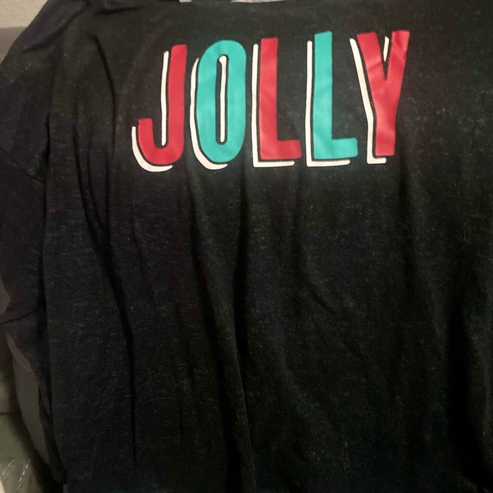 Jolly Black T-Shirt with Red and Green Letters